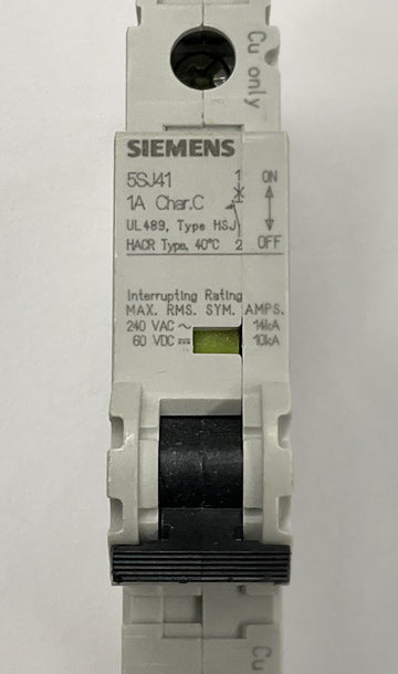 Siemens 5SJ4101-7HG40 HSJ Circuit Breaker 1 Amp Din Mount - 0