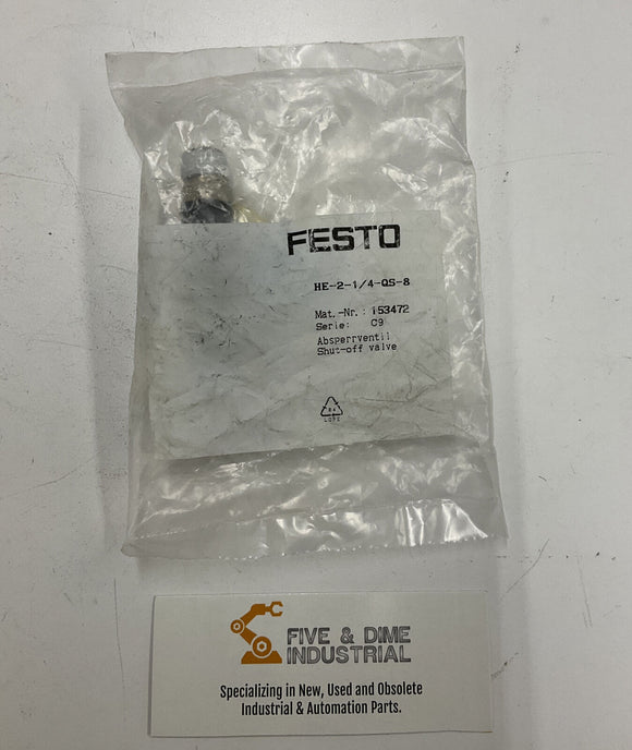 Festo HE-2-1/4-QS-8 / 153472 Shut-Off Valve
