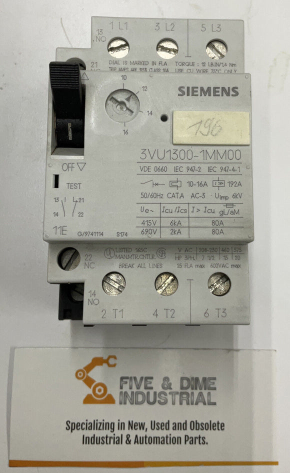 Siemens 3VU1300-1MM00 Circuit Breaker 10-16A