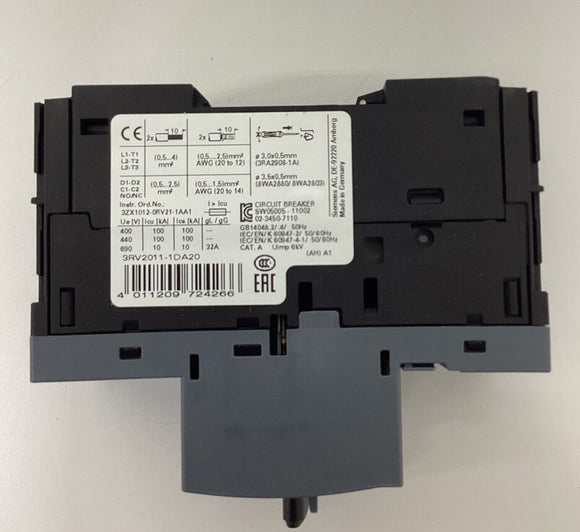 Siemens 3RV2011-1DA20 Motor Protector  2.2-3.2A