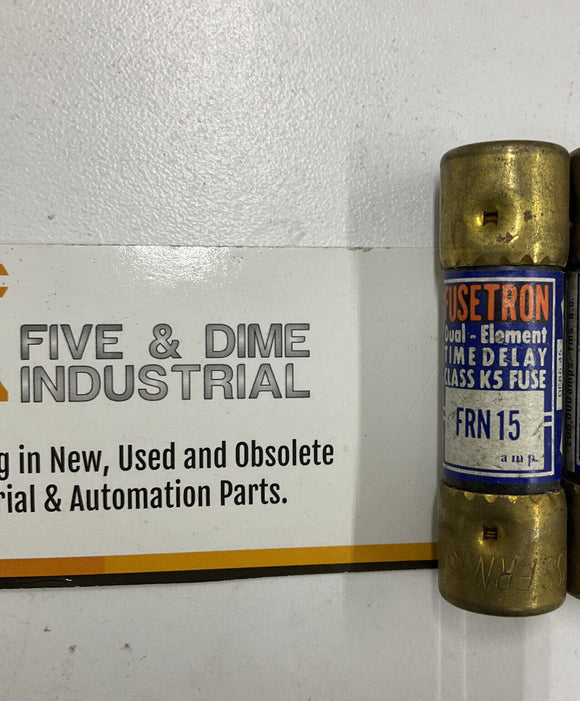 Bussmann Fusetron FRN-15 Lot of (6) Duel Element Fuses