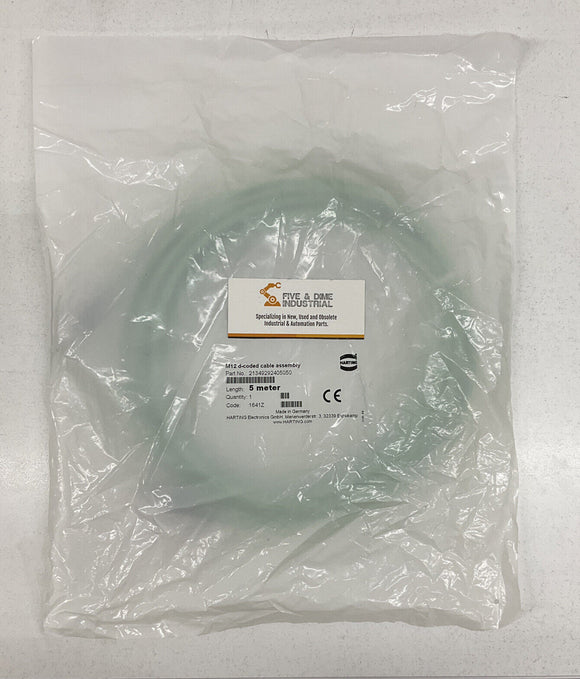 Harting 21349292405050 100 M12 D-Coded Cable Assembly 5M