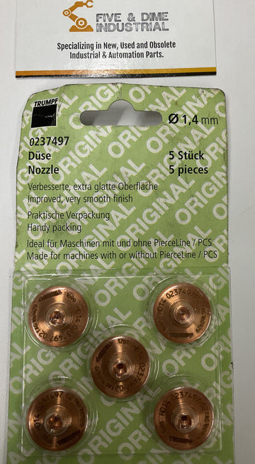 Trumpf 0237497 Package of 5  1.4 mm Laxer Nozzle
