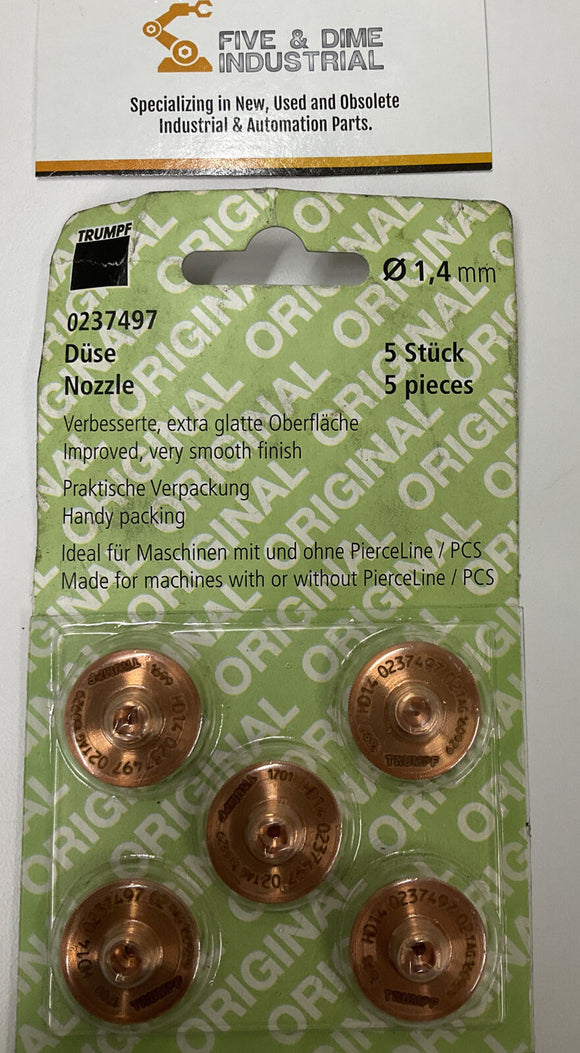 Trumpf 0237497 Package of 5  1.4 mm Laxer Nozzle