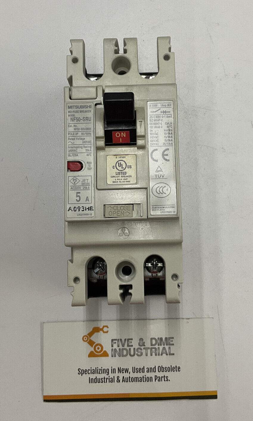 Mitsubishi NF50SRU 2 Pole 5 Amp Circuit Breaker Protector Five and