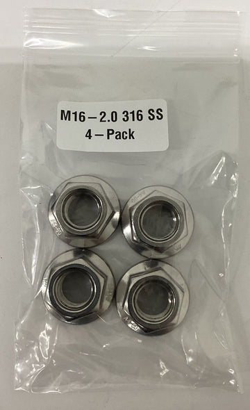 Granger M16-20 4-Pack Stainless Serrated Flange Nuts DIN6926