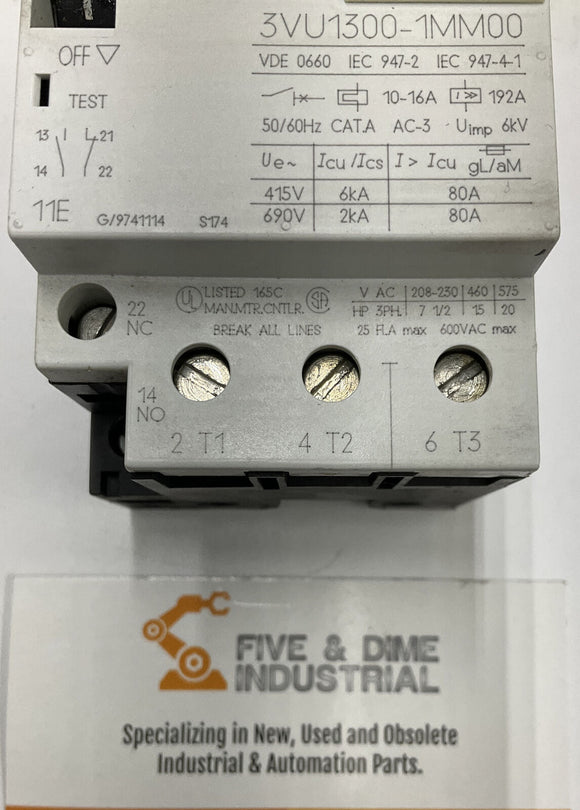Siemens 3VU1300-1MM00 Circuit Breaker 10-16A
