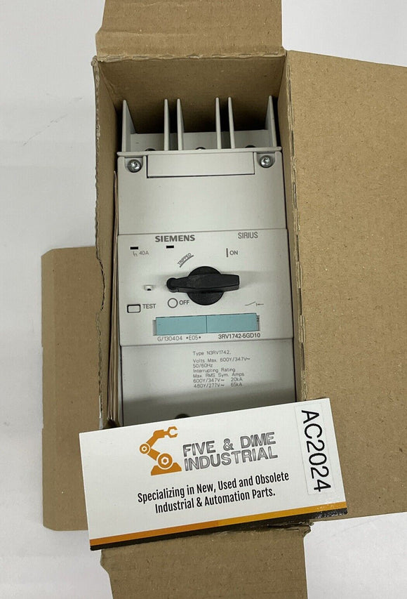 Siemens 3RV1742-5GD10 Motor Protector Circuit Breaker 40A