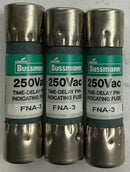 Bussman FNA-3 Lot of 3 Time Delay Pin Indicating Fuses 3A-2