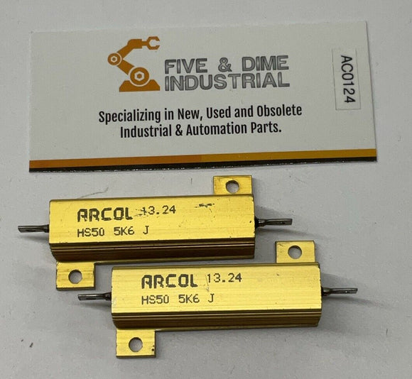 Arcol HS50-5K6-J Pack of 2 50 Watt 5K Ohm Al Housed Wirewound Resistors