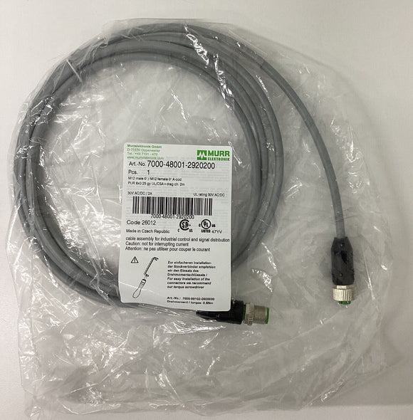 Murr 7000-48001-2920200 M12, 8-Pole Male/Female Cable 2M