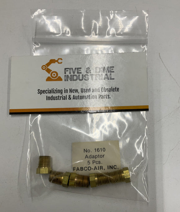 Fabco Air Fittings 1610 Reducer 1/8 Npt to 10/32. 5 Pack