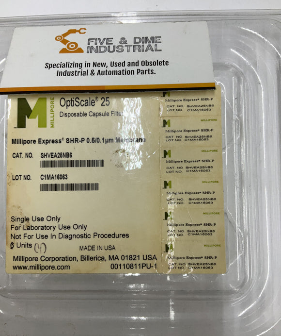 Millipore Shvea25NB6 & OptiScale25 Capsule Fiber SHR-P 0.5/0.1 Lot of 4
