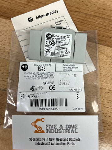 Allen Bradley 194E-A32-NP Ser. B 4th Pole NP for 32A Base