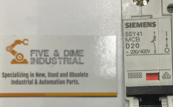 Siemens 5SY4120-8 Circuit Breaker w/ 5ST3010 20A Auxiliary Circuit Switch