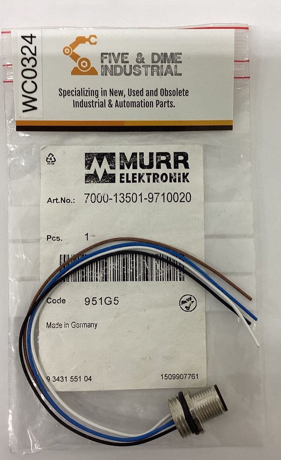 Murr Elektronik  7000-13501-9710020 M12 4-Wire Male Receptacle Front Mt.