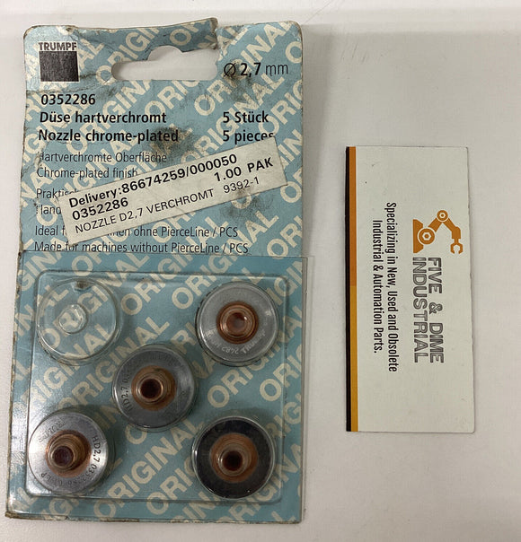 Trumpf  0352286 Qty 4  2.7mm Chrome Plated Nozzles