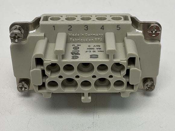 Harting 10 E-BU-S HAN Female Connector, 10 Pole, 10 Pin, Screw Terminal