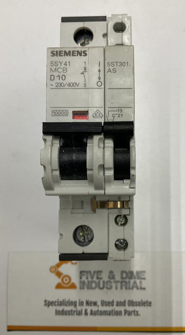 Siemens 5SY4110-8 Circuit Breaker w/ 5ST3010 Auxiliary Circuit Switch - 0