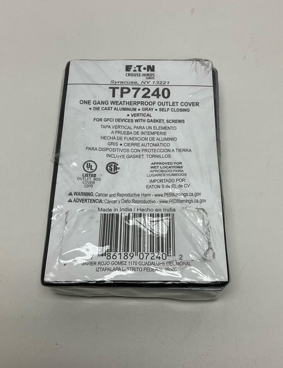 Eaton Crouse-Hinds TP7240 One Gang Weatherproof Outlet Cover