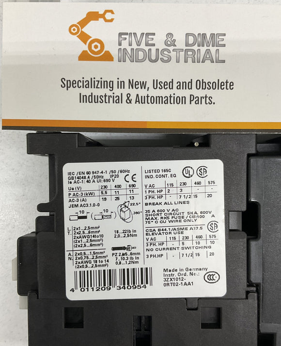 Siemens 3RA11254BD261AP6 Combination Motor Starter 3RV1021-4BA10 14 20A