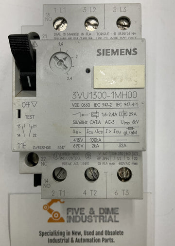 Siemens 3VU1300-1MH00 Circuit Breaker 1.6-2.4A - 0