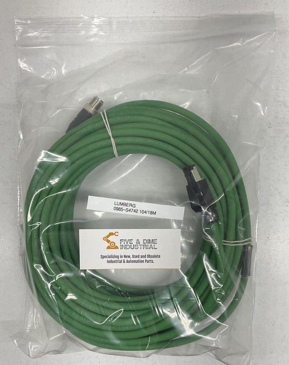Lumberg 0985-S4742 104/18M Profinet Cable 4-Pin M12/RJ45