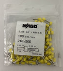 Wago 216-205 Ferrule 14 AWG Yellow Lot of 100-1