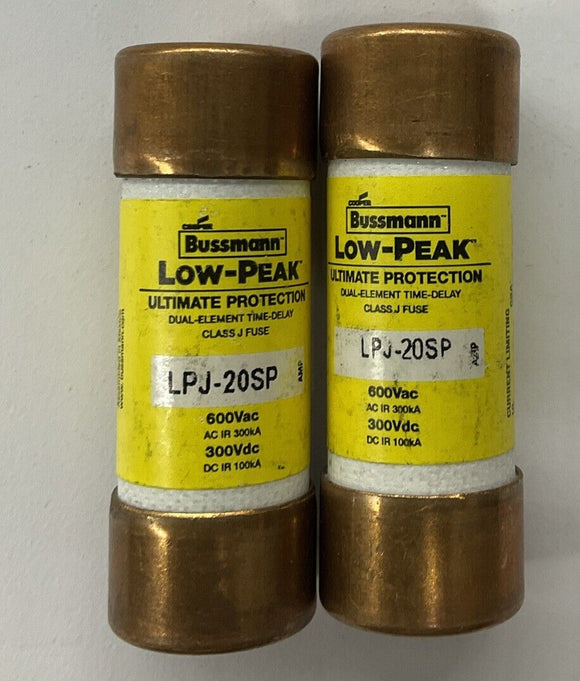 Bussmann LPJ-20SP Low Peak Class J Fuses Lot of 2