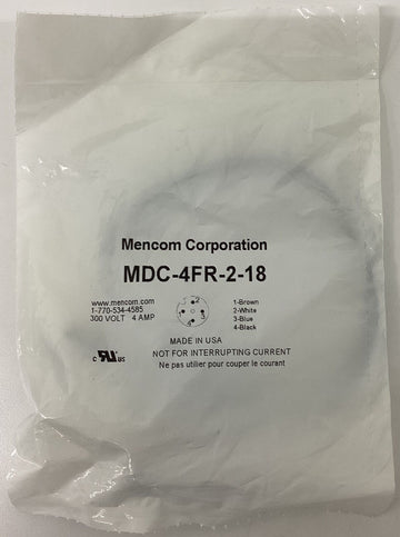 Mencom MDC-4FR-2-18  1/2 NPT  4-Pole Female Receptacle 0.3 Meter