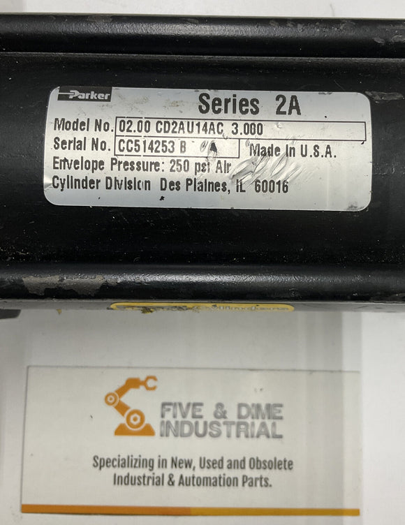 Parker 2.00 CD2AU14AC 3.000 Pneumatic Cylinder CC514253B 250 PSI