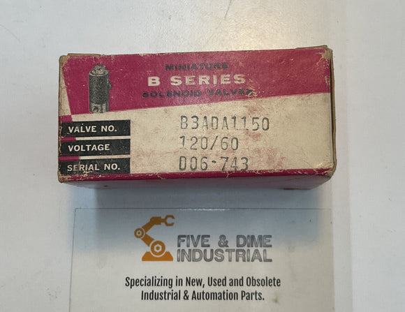 Honeywell Skinner B3ADA1150 B Series Solenoid Valve 120 VDC 150 Psi