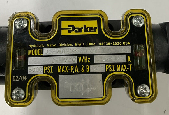 Parker D1VW020BVJCM56 Hydraulic Valve 24 VDC, 1500/5000 Psi