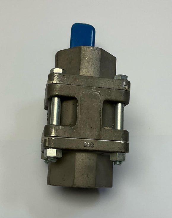 Dyna-Quip  V6S-1  3-Piece 316 Stainless Bolted In-Line Ball Valve 1'' Female Npt