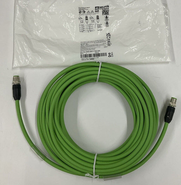 Murr 7000-44511-7961200 M12, Male/Male, 4-Pin, 12 Meters Ethernet Cable