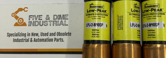 Bussmann Low-Peak LPJ-2 8/10SP Dual Element Time Delay Lot of 3