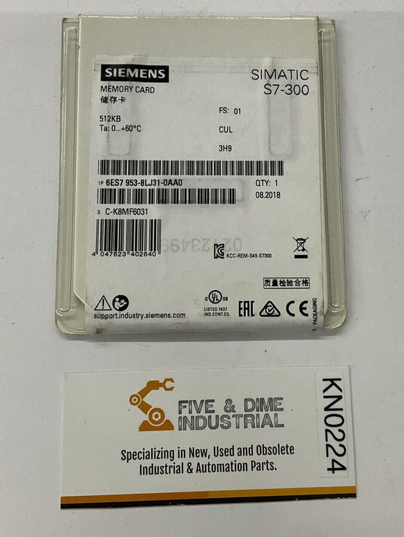 Siemens 6ES7-953-8LJ31-0AA0 512KB Memory Card