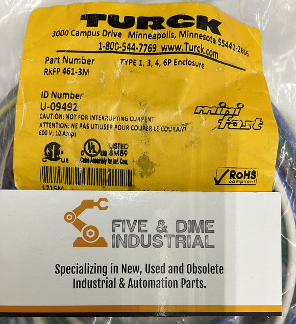 Turck RFKP 461-3M Minifast Receptacle