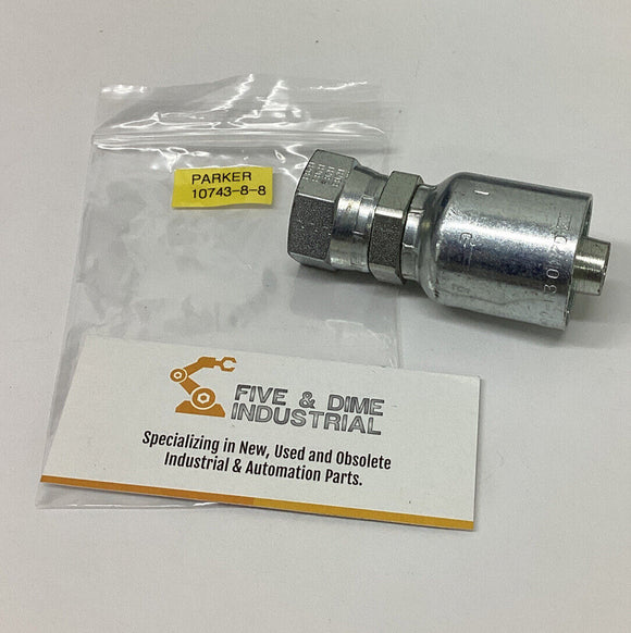 Parker 10743-8-8 Female Swivel 1/2"NPS x 1/2"ID Steel Crimp Fitting