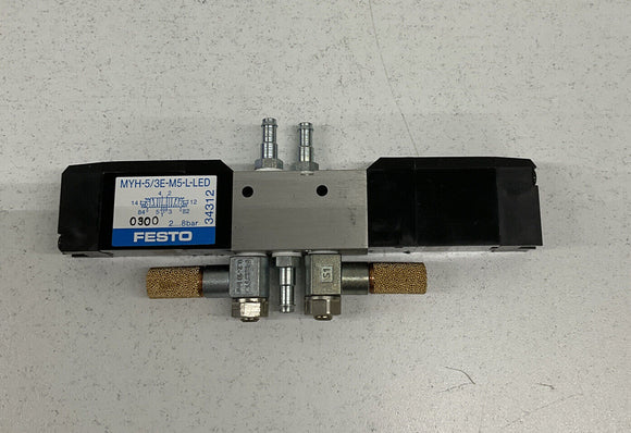 Festo  MYH -5/3E-MS-L-LED 24 VDC  Solenoid Valve  2-8 Bar