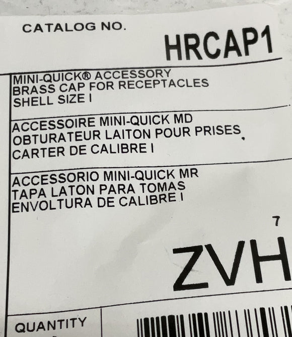 Hubbell HRCAP1 Mini-Quick Brass Cap for Receptacles Shell Size 1