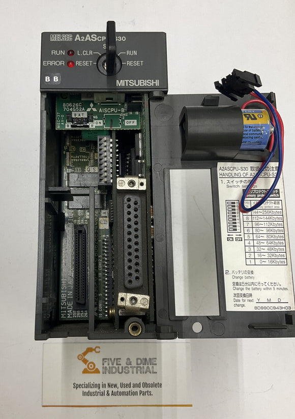 Mitsubishi A2ASCPU-S30 CPU PLC, 30k Step Processor w/ Key