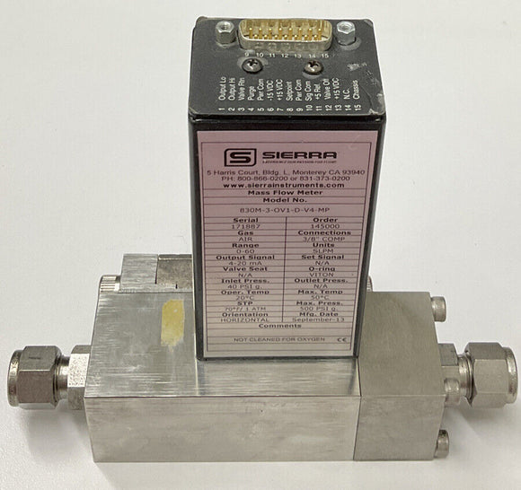Sierra 830M-3-0V1-D-V4-MP Mass Flow Meter Assembly