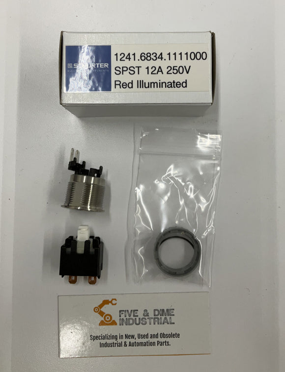 Schurter 1241.6834.1111000 Red Illuminated SPST Switch 12A 250V