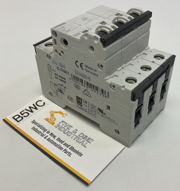 Siemens 5SY4302-8 Circuit Breaker MCB 3-Pole, 2-Amp, 480VAC