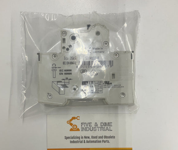 Siemens 5SY4102-8 Circuit Breaker w/ 5ST3010 2A Auxiliary Circuit Switch