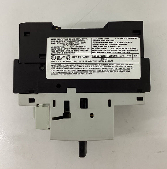 Siemens 3RV1021-0AA10 Motor Circuit Breaker 0.11-0.16 Amps