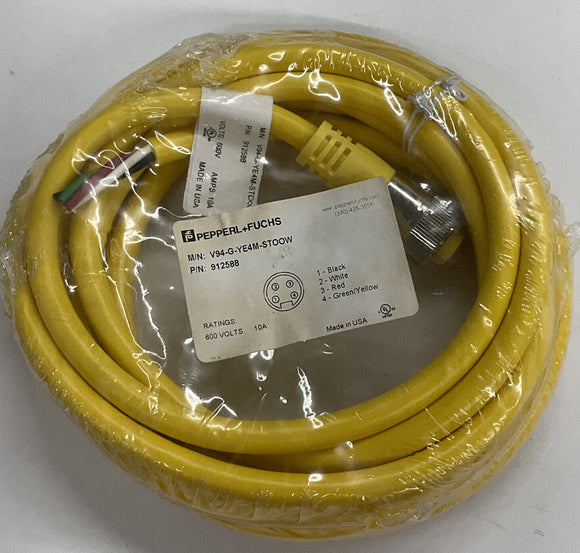 Pepper Fuchs V94-G-YE4M-STOOW / 912588 600V 10A Cable Cordset 4 Meters