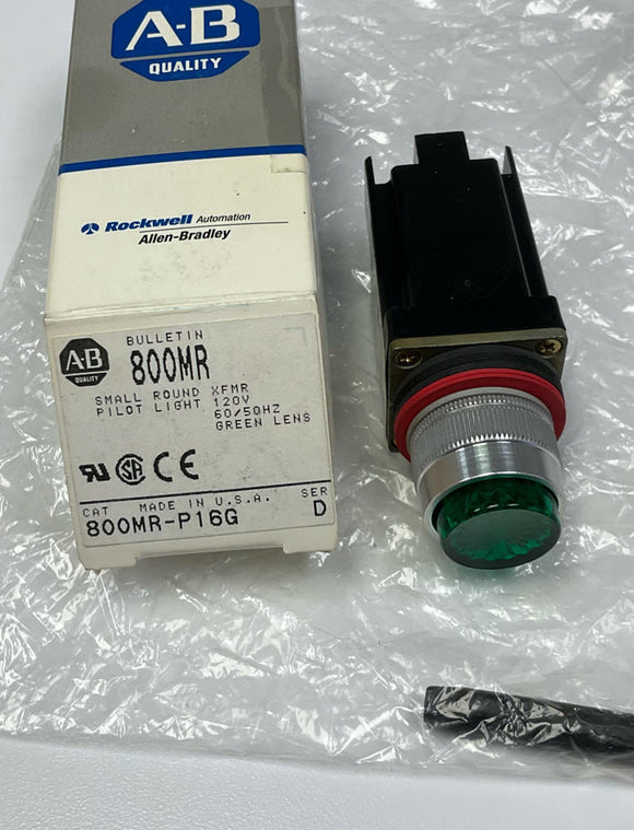 Allen Bradley 800MR-P16G Green Small Round Pilot Lamp 120 VAC