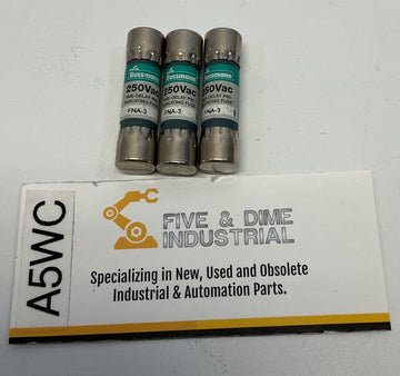 Cooper Bussmann FNA-3 New Lot of  3  Amp Dual Element Time Delay Fuses